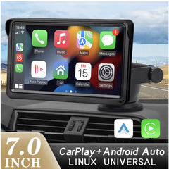 7-Inch Car Display with Wireless CarPlay Support