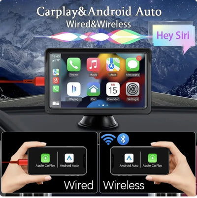 7-Inch Car Display with Wireless CarPlay Support